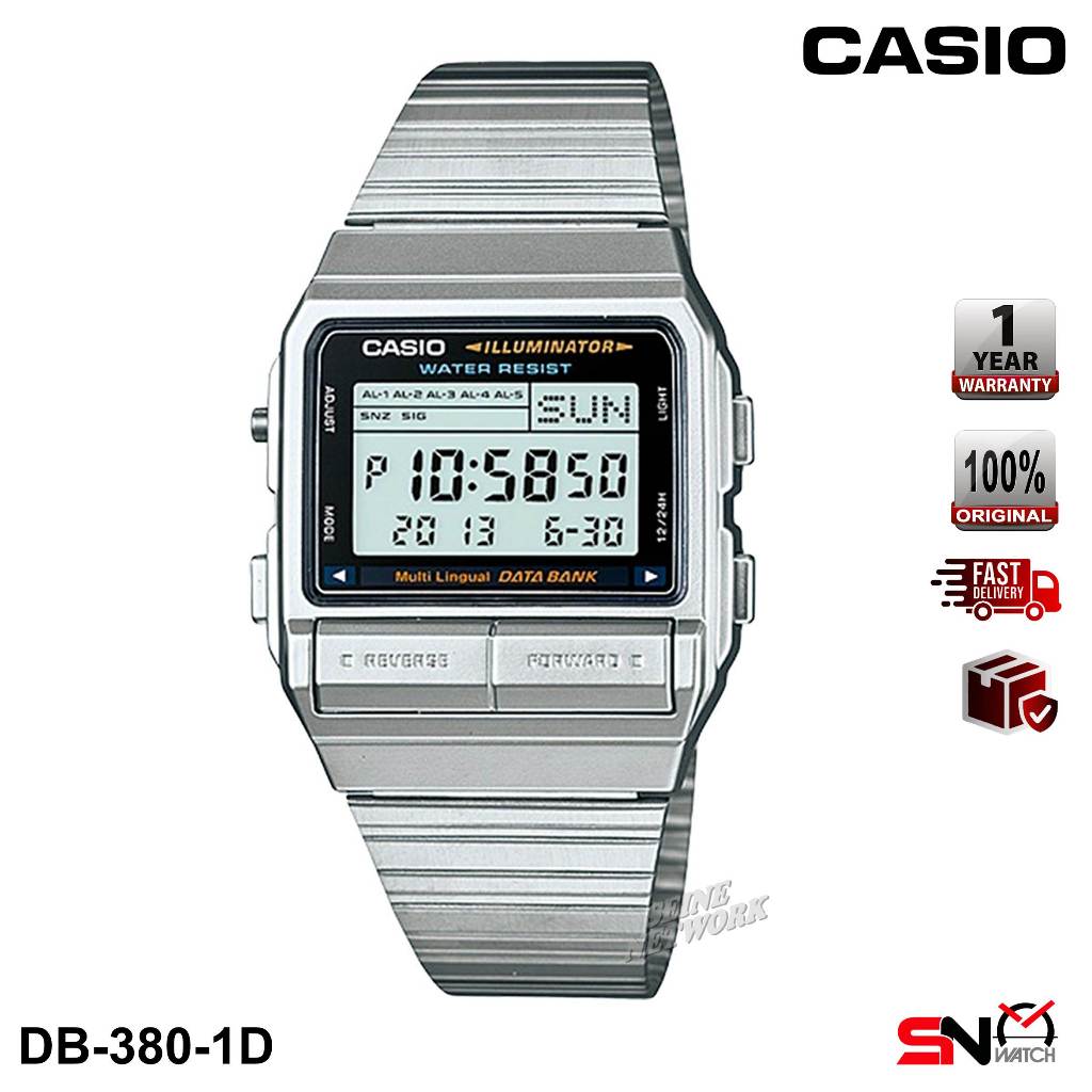 Casio DB 380 DB 380G Data Bank Series Vintage Digital Stainless Steel Band Unisex Watch Jam Tangan Unisex Shopee Malaysia