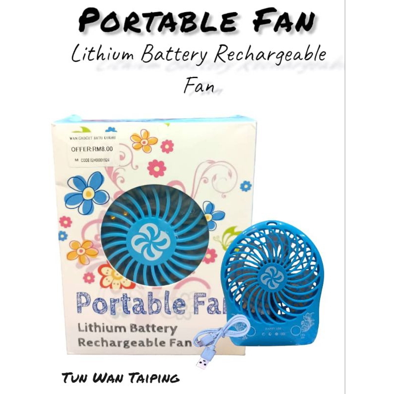 Portable Fan Lithium Battery Rechargeable Fan | Shopee Malaysia