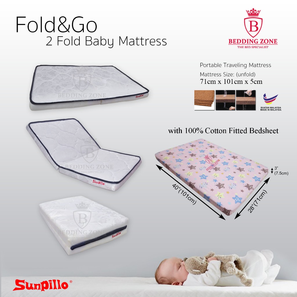 Sunpillo 2in1 Foldable Baby Playpen Mattress (Fibre) + Fitted