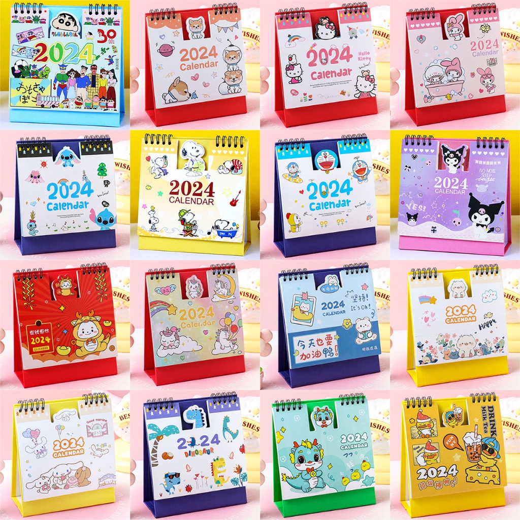 【Ready Stock】2024 Calendar Shin Chan Stitch Snoopy Doraemon Kitty ...