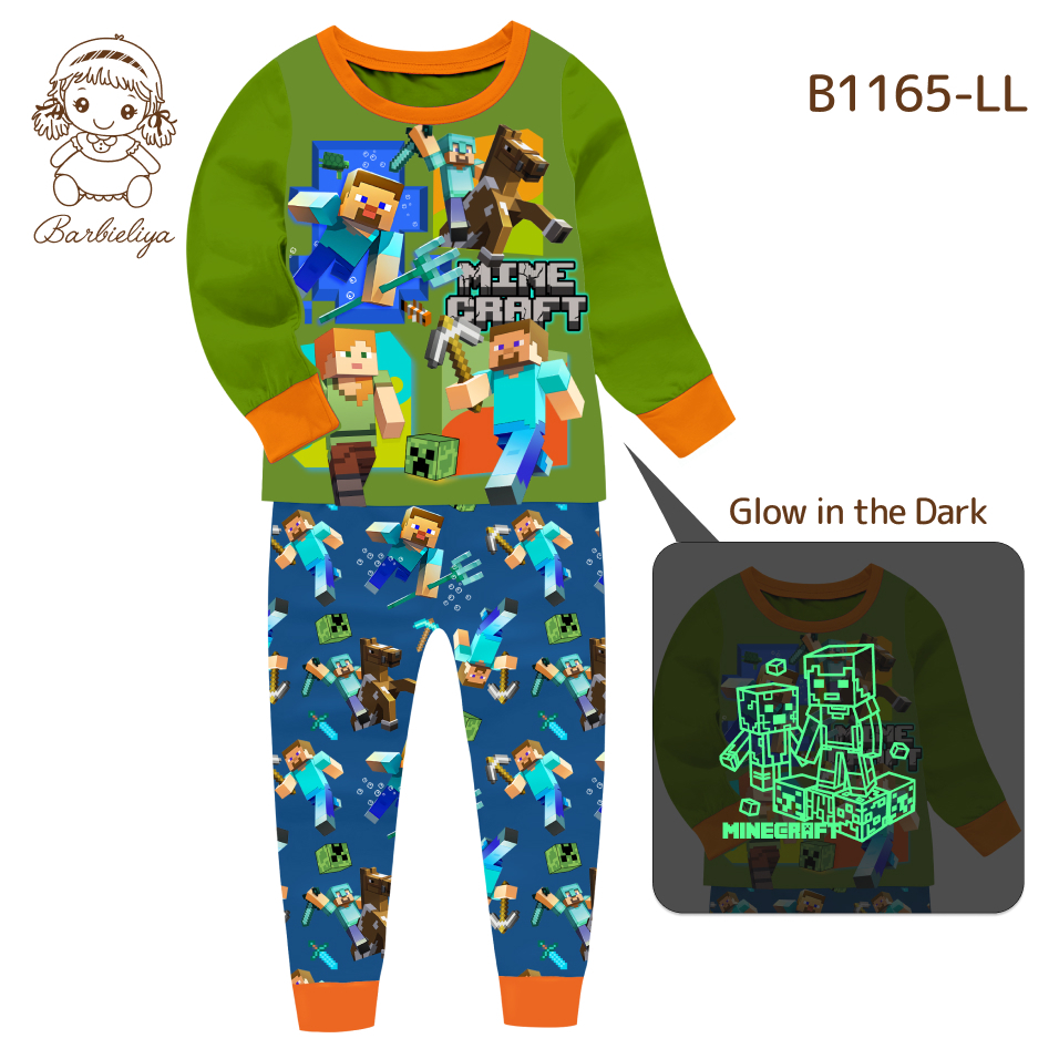 Barbieliya B1165LL Minecraft Glow In The Dark Boy Pyjamas (3/4/11/12y ...
