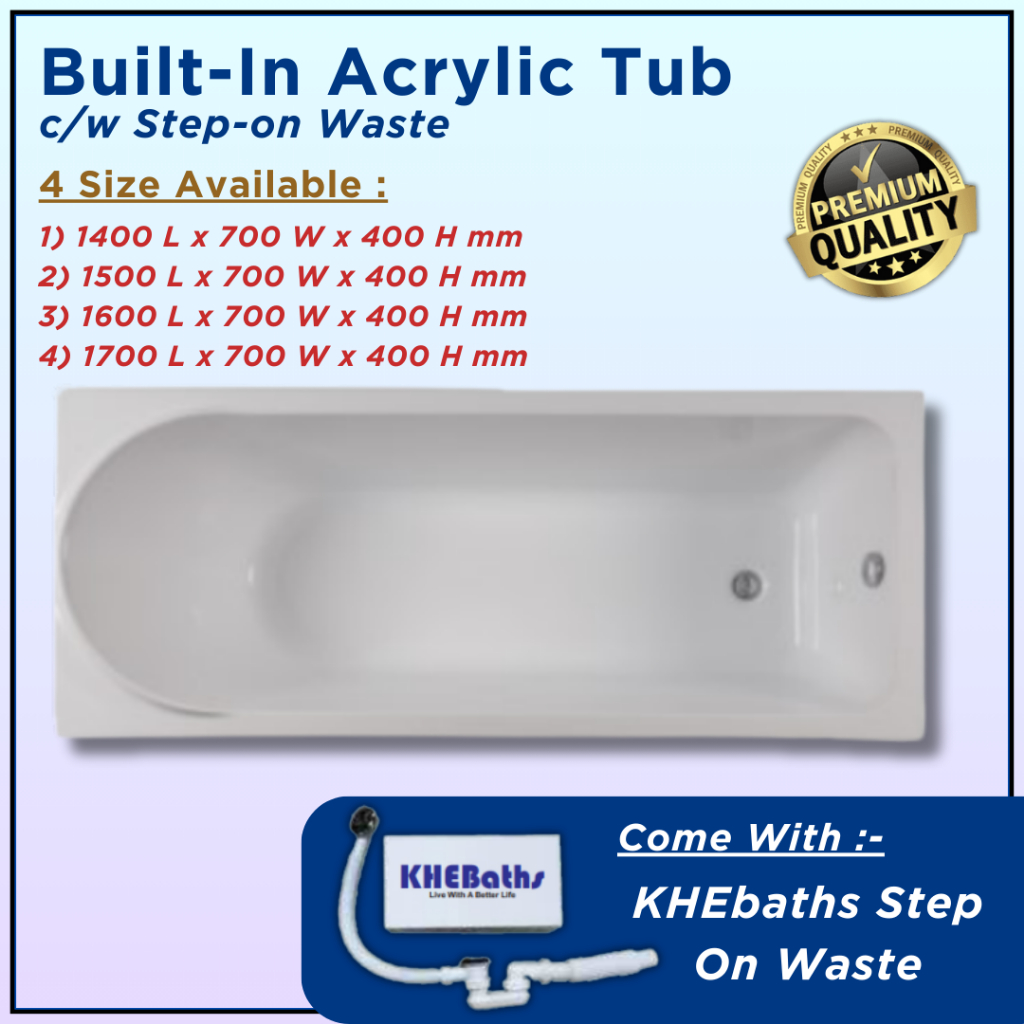 BuiltIn Acrylic Tub come with StepOn Waste Model Luxury Bathtub High Quality Bathtub Adult