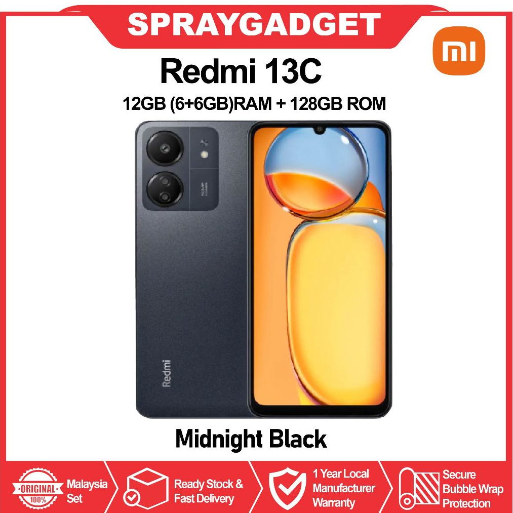 Redmi 13C 12GB* RAM (6+6GB Extended RAM) + 128GB ROM, 18W Fast Charge🎁 ...