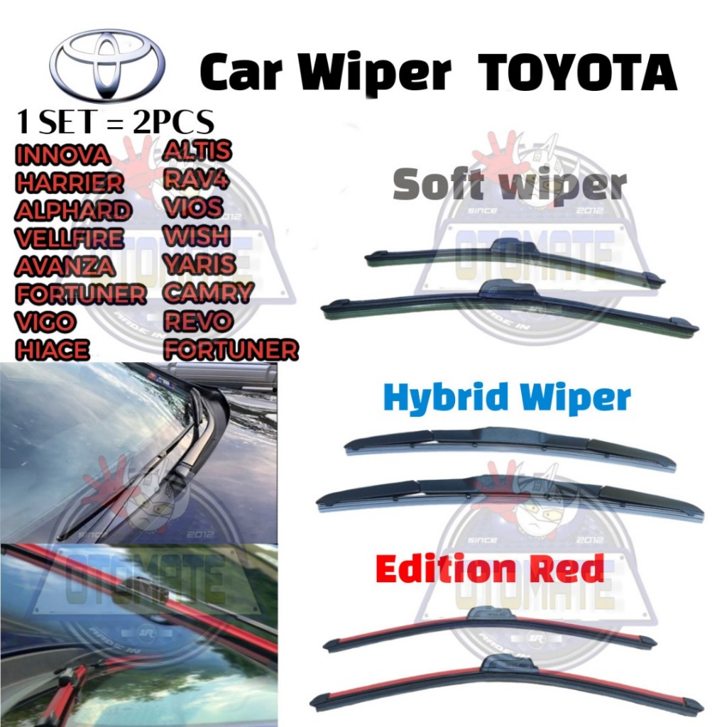 TOYOTA WIPER 1 set SEPASANG Car Wiper Soft Rubber Wipers Blade suitable