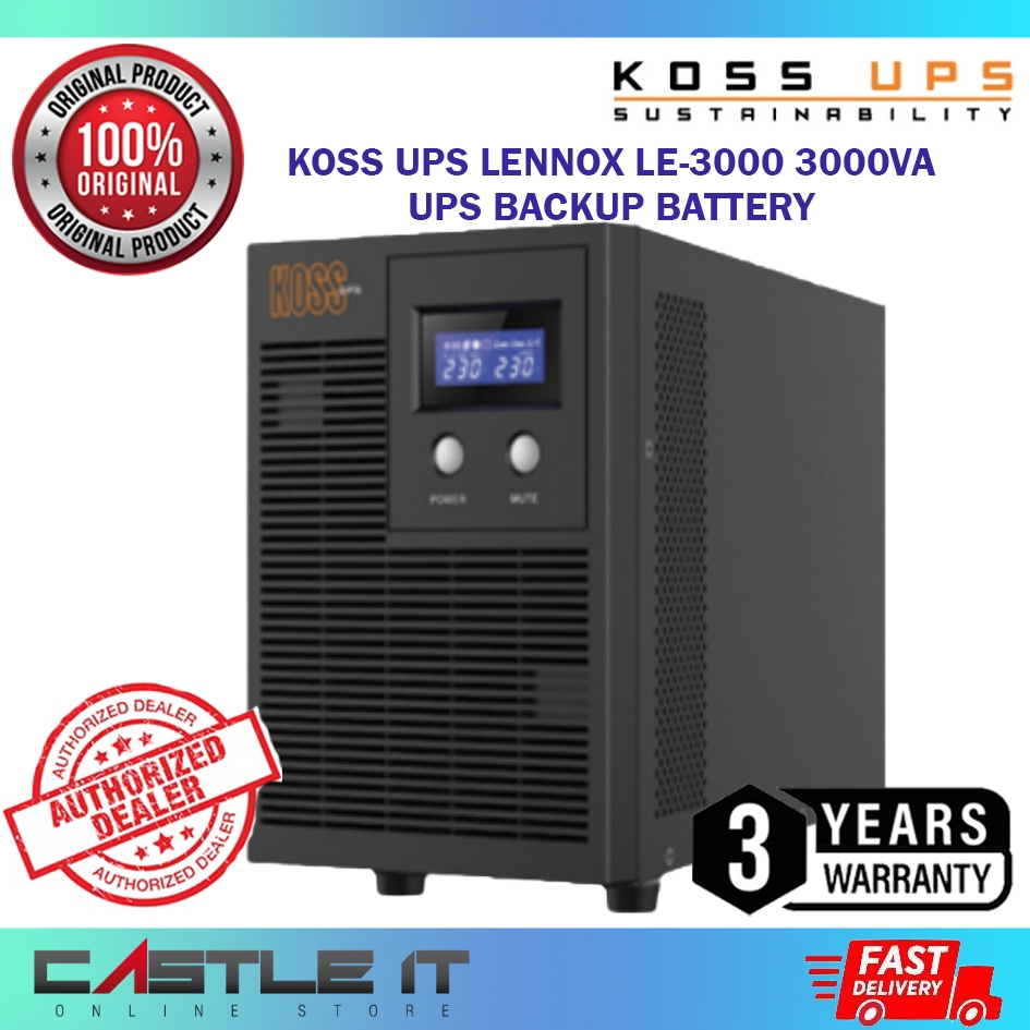 Koss UPS 3000VA LENNOX LE3000 with AUTO SHUTDOWN SOFTWARE Backup