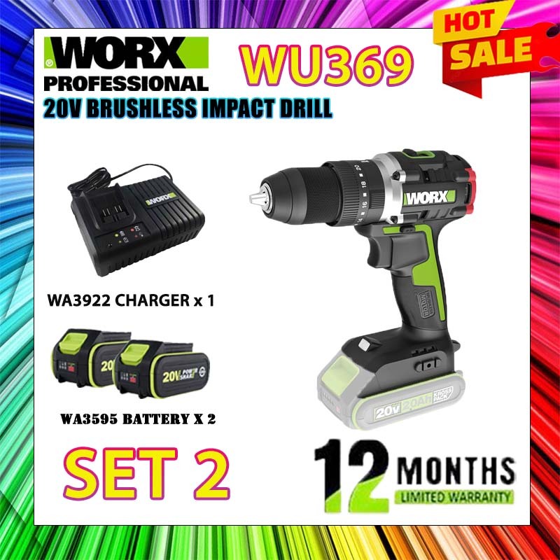 WORX WU369.9 20V BRUSHLESS IMPACT DRILL Shopee Malaysia