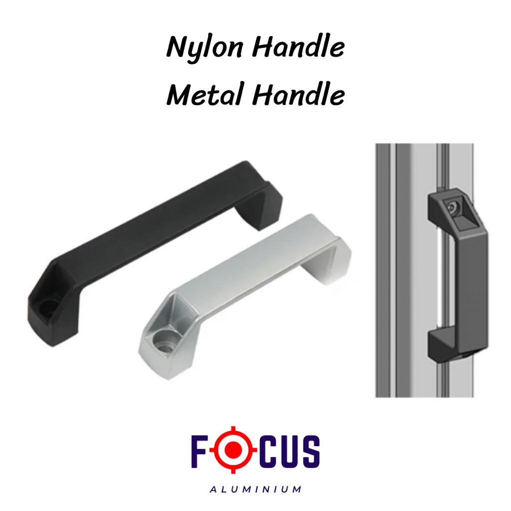 NYLON HANDLE / METAL DOOR HANDLE FOR ALUMINIUM PROFILE 2020 2040 3030 ...