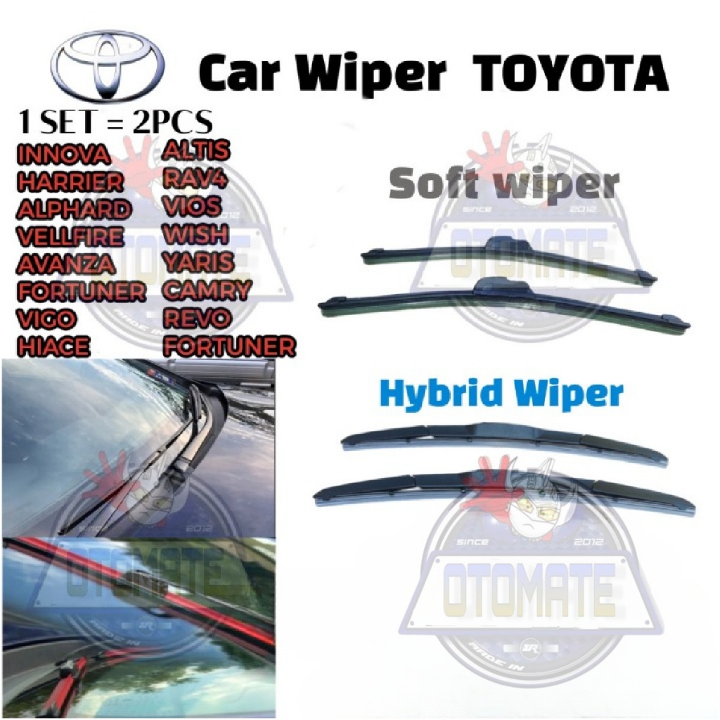 TOYOTA WIPER 1 set SEPASANG Car Wiper Soft Rubber Wipers Blade suitable