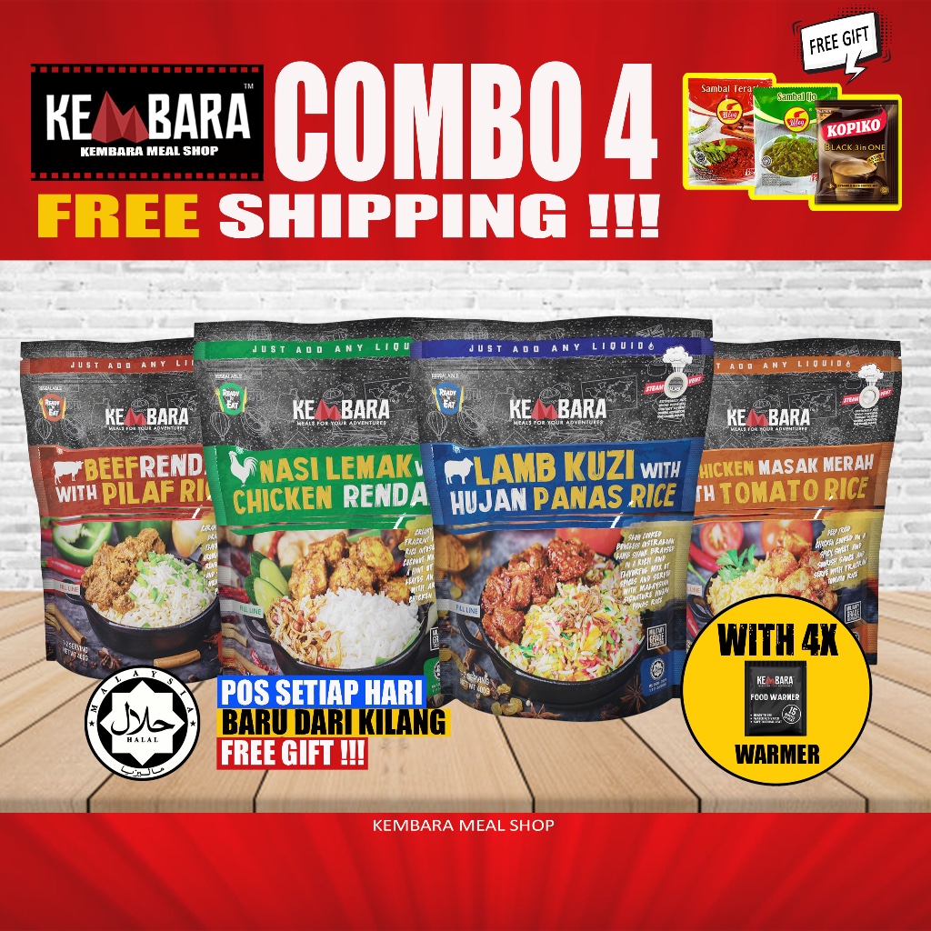 4x Free Tkembara Meal Beef Rendang Chicken Masak Merah Nasi Lemak Lamb Kuzi Shopee 