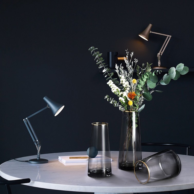 Home Vase Flower Arrangement Optic Color Glass Vases with Golden Rim ...