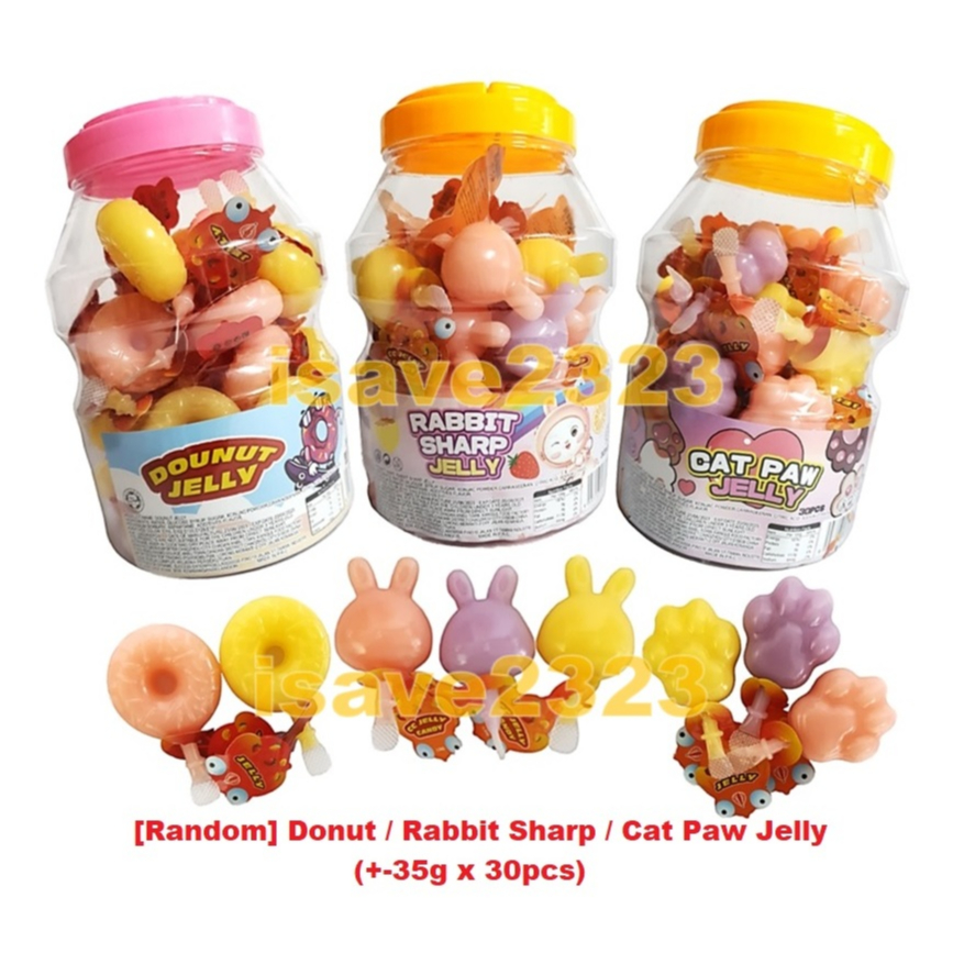 [Random] Donut / Rabbit Sharp / Cat Paw Jelly (+-35g x 30pcs) | Shopee ...