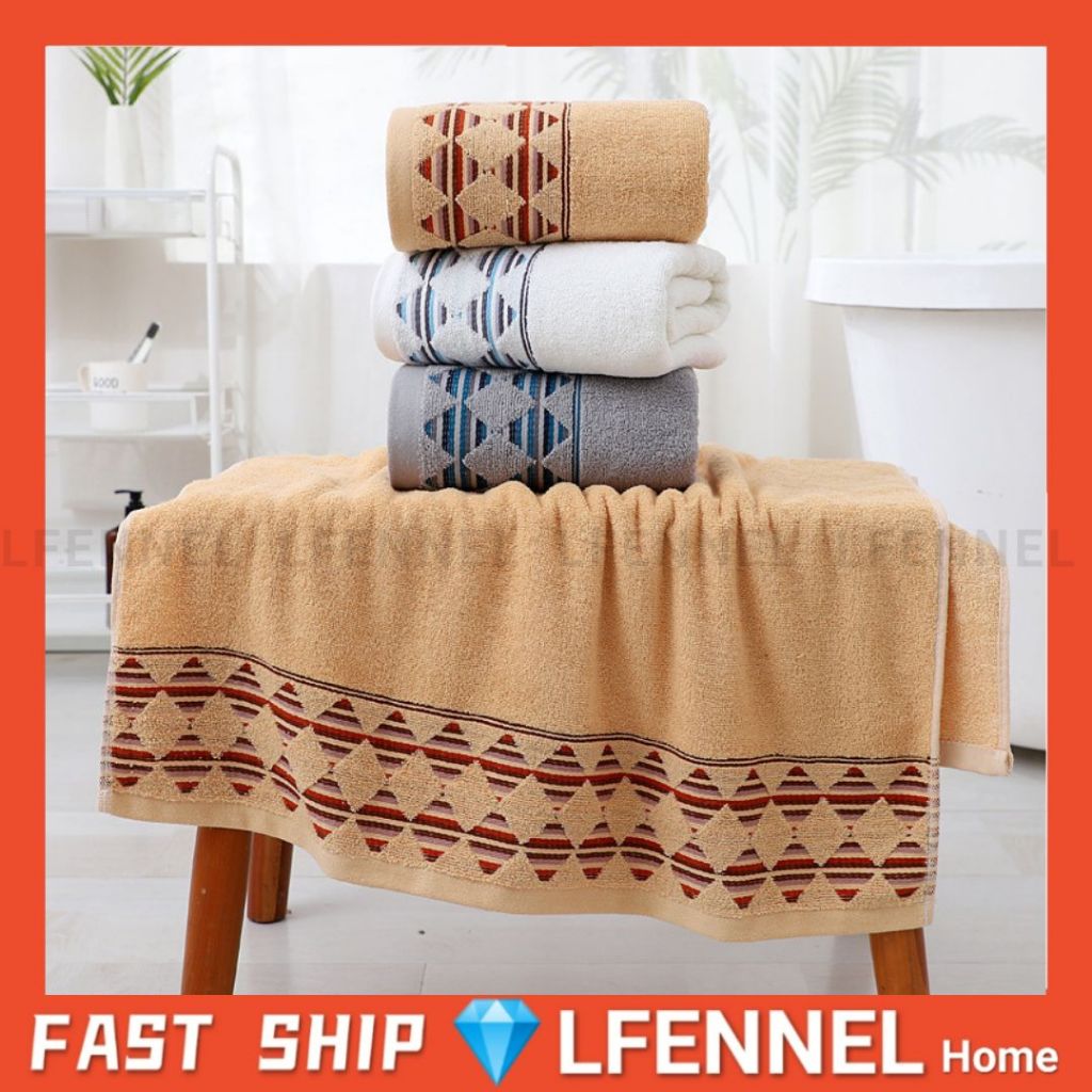 LFENNEL🎁Bath Towel Tuala Mandi 70x140CM Cotton Super Absorbent Water ...