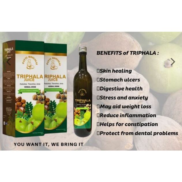 TRIPHALA JUS PATTI MOOLIGAI JUS TO HELP CONSTIPATION THANDRIKAI