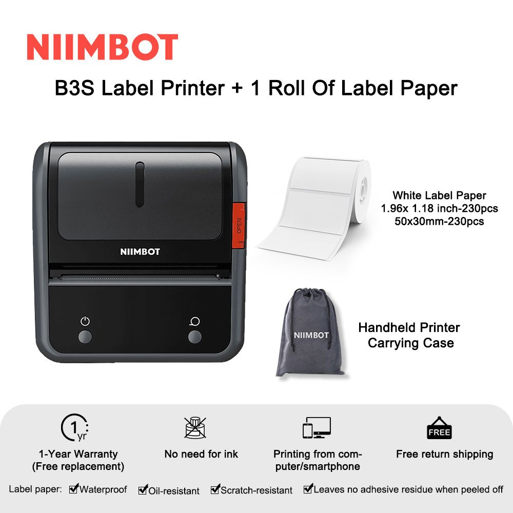 Niimbot B21 B3S Sticker Thermal Label Printer Paper Roll