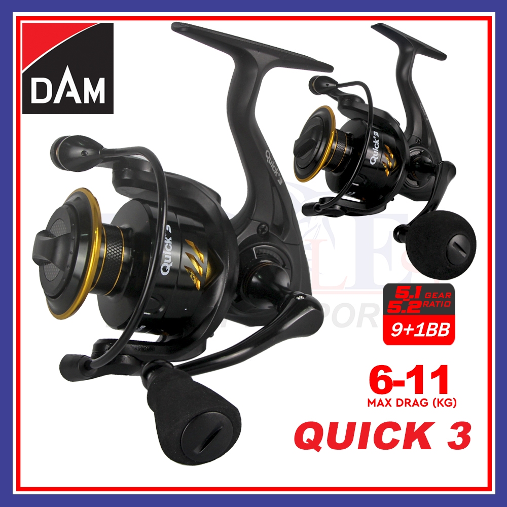 6kg - 11kg Max Drag DAM Quick 3 2000FD-5000FD (7+1BB) Spinning Fishing Reel  Freshwater