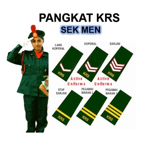 Pangkat KRS Sek Men Kadet Remaja Sekolah Apolet (sepasang) Lans Koperal ...