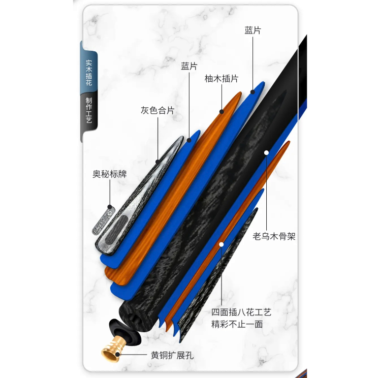 Omin Outlaw Hero Handmade Snooker Cue 9.5mm Tips with Hard Case