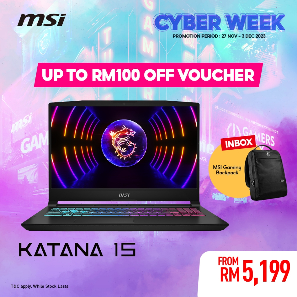 MSI Katana 15.6 Gaming Laptop, 144Hz FHD, Intel Core i7-13620H