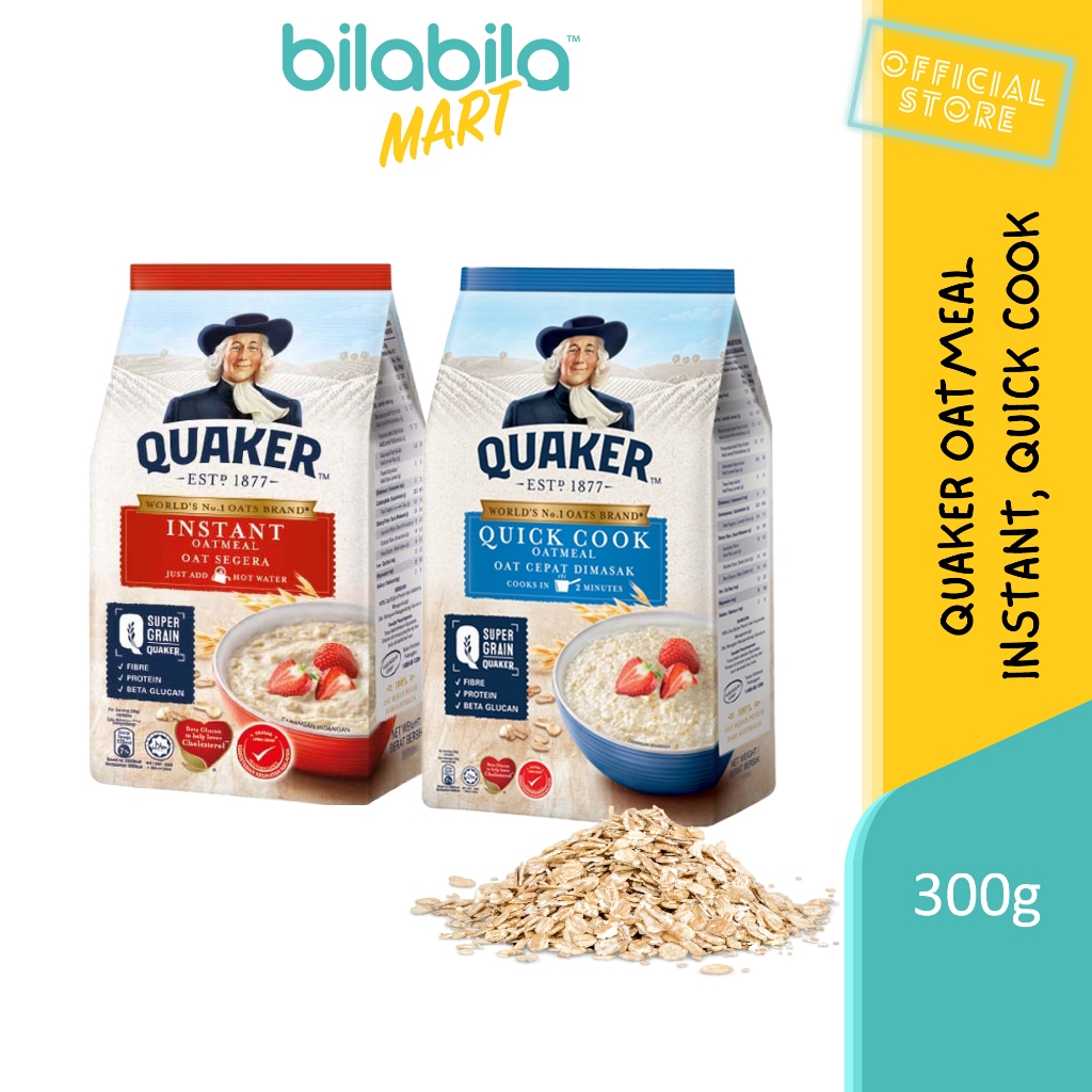 Quaker Oats (Instant Oatmeal, Quick Cook Oatmeal) 300g (OAT Segera, OAT Cepat Dimasak) Shopee