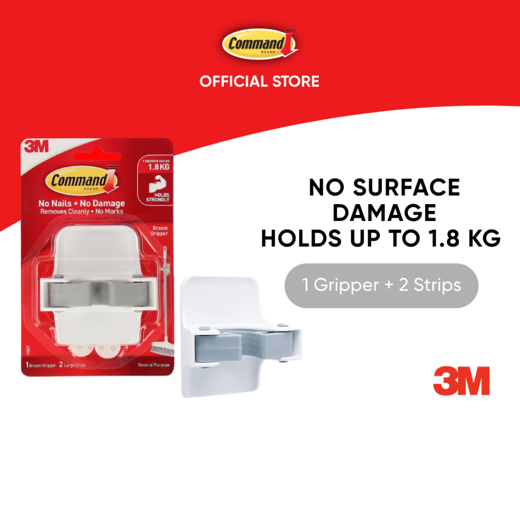 3M™ Command™ Broom/Mop Gripper, 17007, Holds Up to 1.8kg, 1 pc/pack