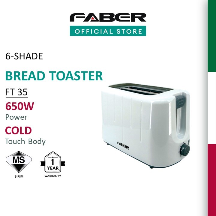 Faber 6-Shade Toast Mode 2 Slices Mode Bread Electric Toaster Ft 35 ...
