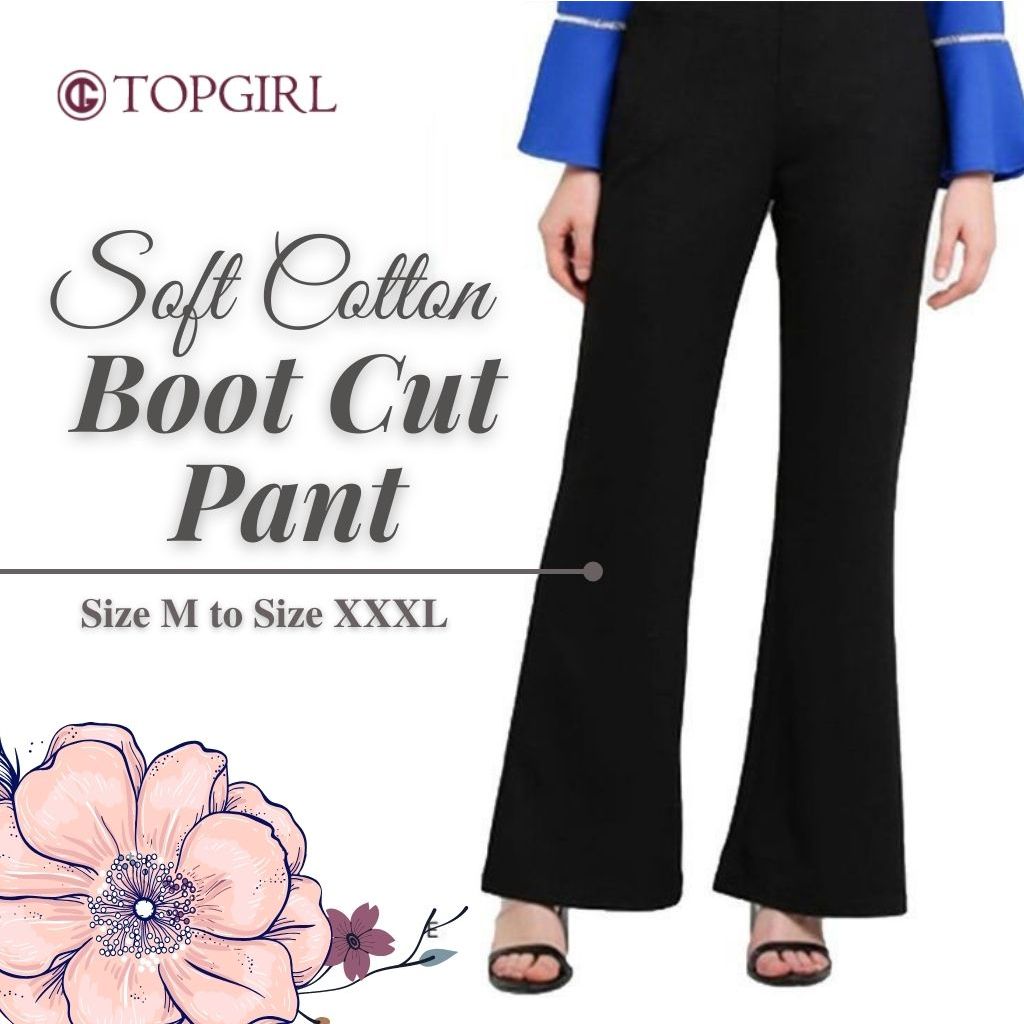Straight Cut Plain Pants - Black - TOPGIRL