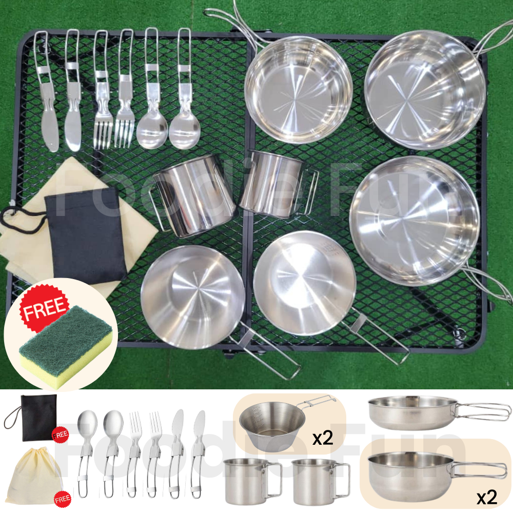 Personal/Group Camping Cooking Cookware Set Stainless Steel Portable ...