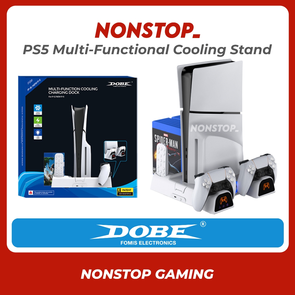 DOBE PS5 Multi Functional Cooling Stand Dual Charging Dock Disc Stand