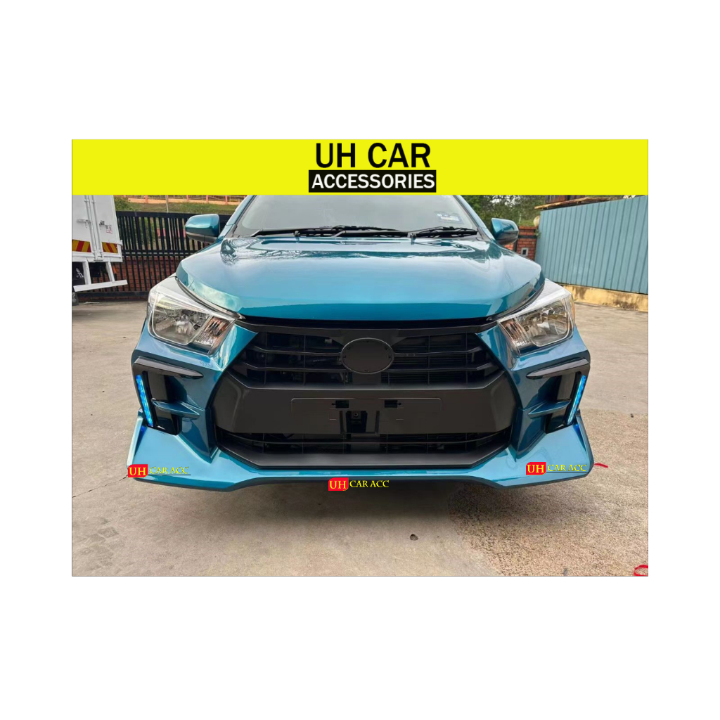 PERODUA AXIA 2023 2024 GR SPORT PP FRONT BUMPER BODYKIT SKIRT LIP LED ...