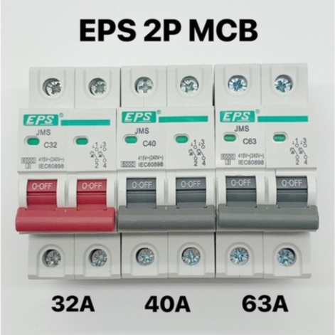 EPS 2Pole MCB 32A /40A/63A (6KA) MCB/Miniature Circuit Breaker | Shopee ...