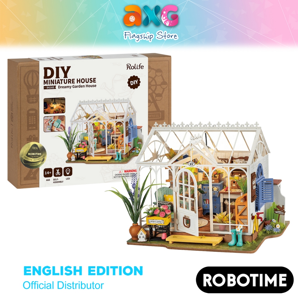 Robotime Rolife Dreamy Garden House DIY Wooden Miniature Dollhouse ...