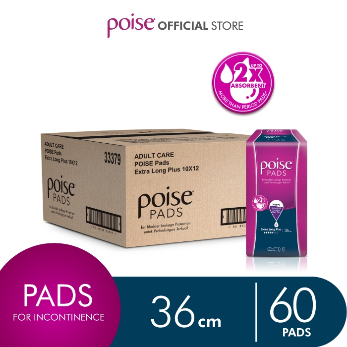 Poise Incontinence Pads 36cm (10s x 12 Packs) Heavy Bladder / Urine Leakage Protection