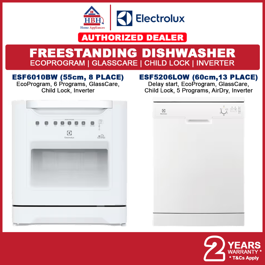 Electrolux esf6010bw 55cm compact hot sale dishwasher