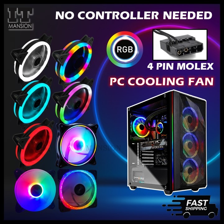 RGB PC Case Fan 4 Pin 120mm Cooling Fans Gaming Computer LED Cooler ...