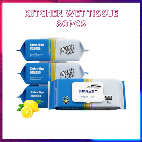 【Kitchen Cleaning Wipes】 80pcs Kitchen Wet Tissue Paper Strong Decontamination For Degreasing