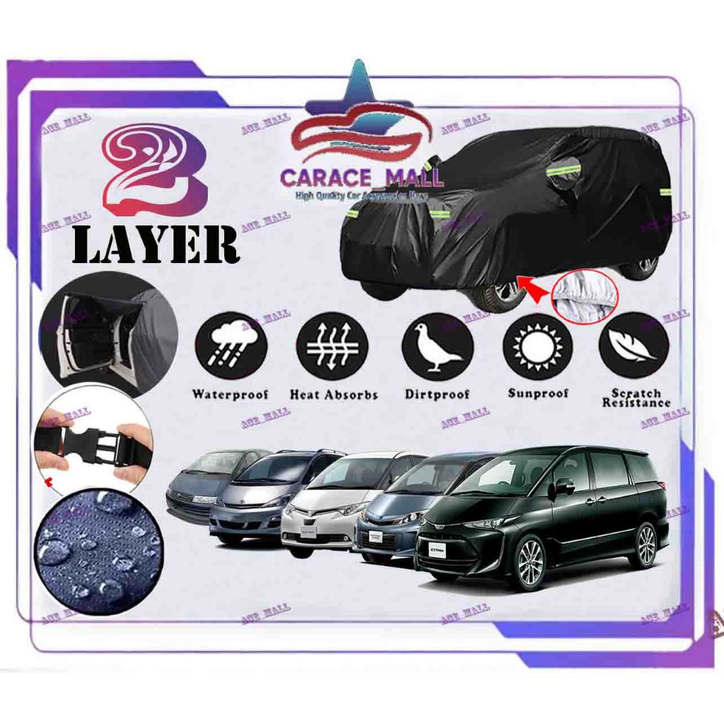 Toyota Estima Old New 190T Black Car Cover zipper Design Black Jet Protect UV Rain Waterproof