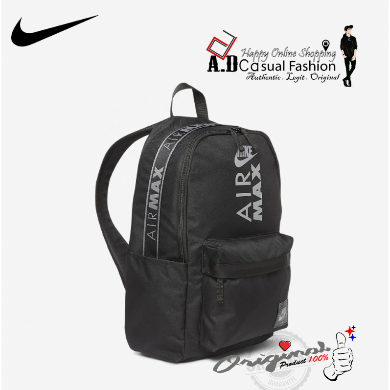 Nike Heritage Backpack Airmax 25L (Black/Black/Cool Grey) Shopee Malaysia