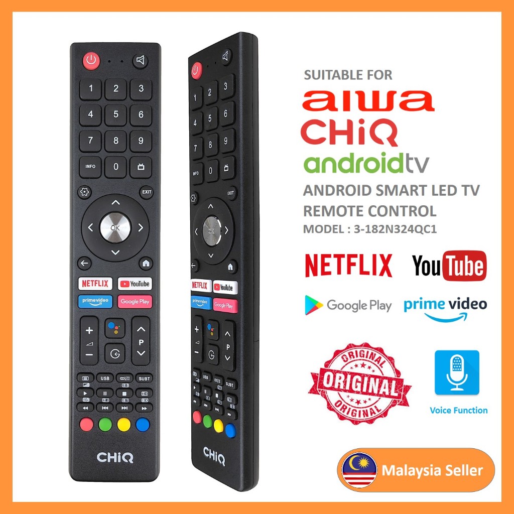 Original Chiq / Aiwa Voice Function Android Smart Tv Remote Control Model 3182N324QC1