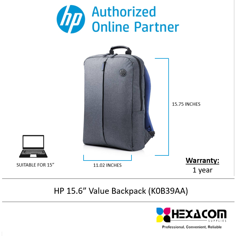 HP 15.6 VALUE BACKPACK K0B39AA Shopee Malaysia