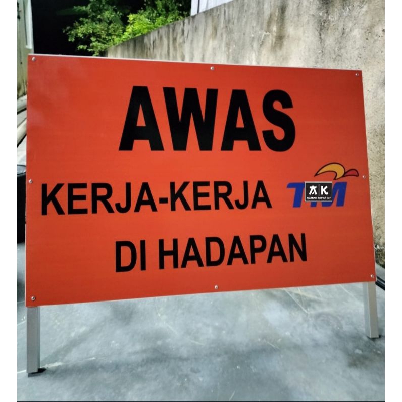 Sticker Signboard AWAS KERJA-KERJA TELEKOMUNIKASI Di Hadapan size 2ft x ...