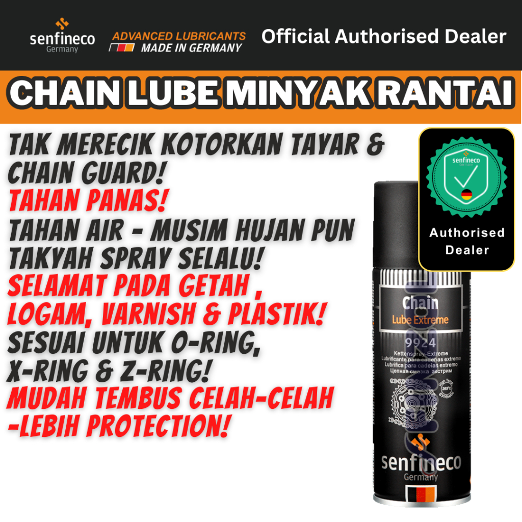 Chain Lube Extreme Senfineco 9924 Fully Synthetic Spray Minyak Rantai