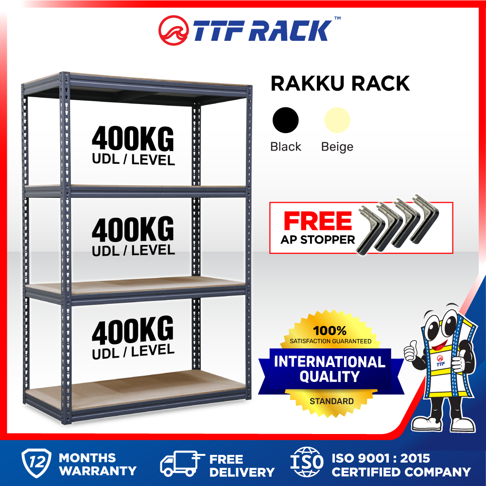TTF Rack™ RAKKU RACK /Height 152-182cm /Boltless Rack Black Warehouse ...