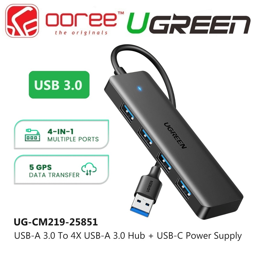 UGREEN CM219 USB HUB 3.0 4 PORTS USB A SPLITTER USB EXPANDER FOR MOUSE