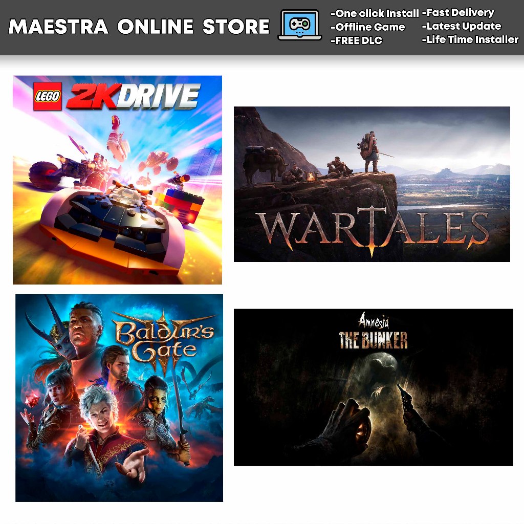 PC GAME 153 | Amnesia The Bunker | Baldurs Gate 3 | War Tales | LEGO 2k  Drive | LIFE TIME INSTALLER | LATEST DLC | Shopee Malaysia