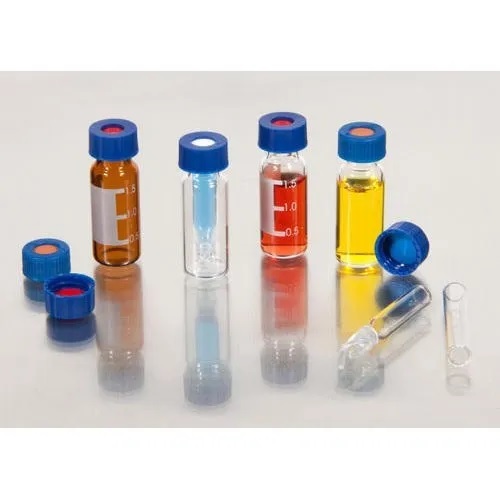 HPLC Vial 9mm amber clear GC-MS glass micro insert vial cap PTFE / Red ...