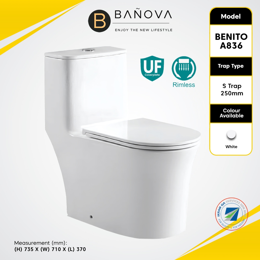 [Limit to 1 Unit Per Order] BANOVA BENITO - A836S One Piece WC Toilet ...