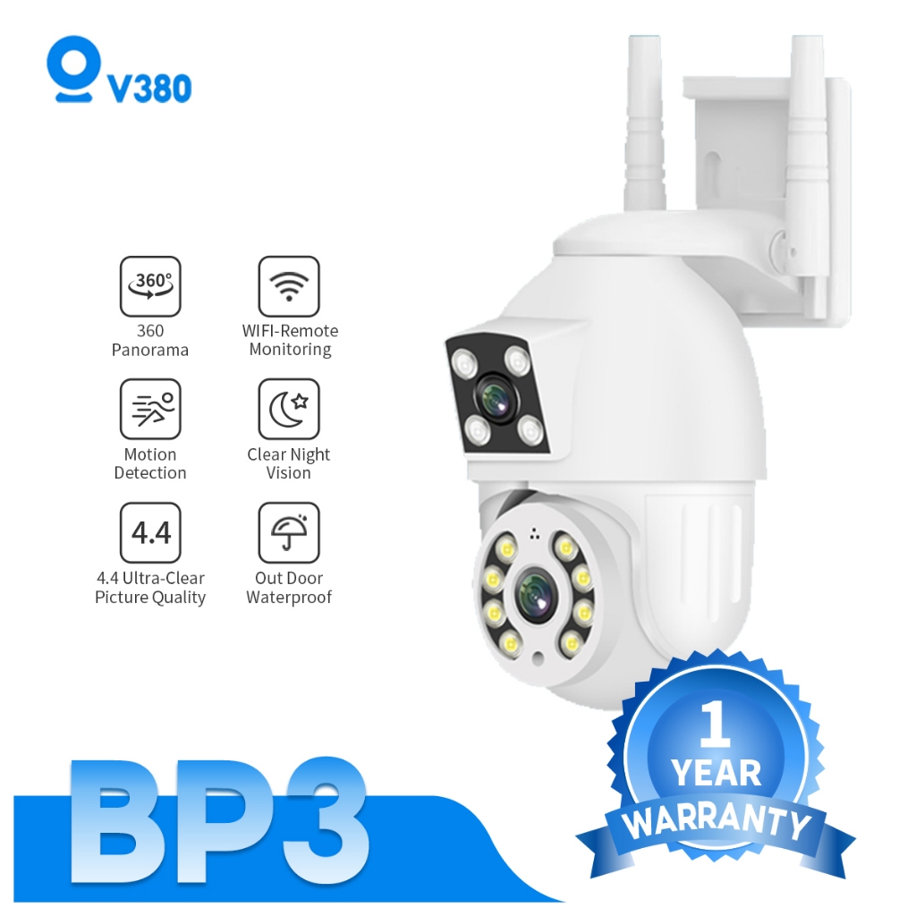 V380 BP3 1080P Dual Lens Security IP CCTV Camera Wireless Outdoor Camera Full Color Night Vision