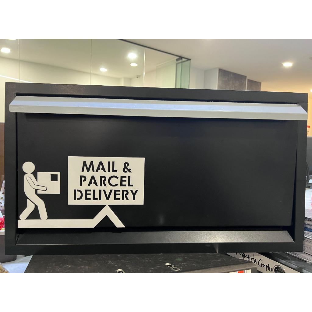 Black P.Coated Mail & Parcel Drop Box Panel Set/ Post Box / Peti Surat ...