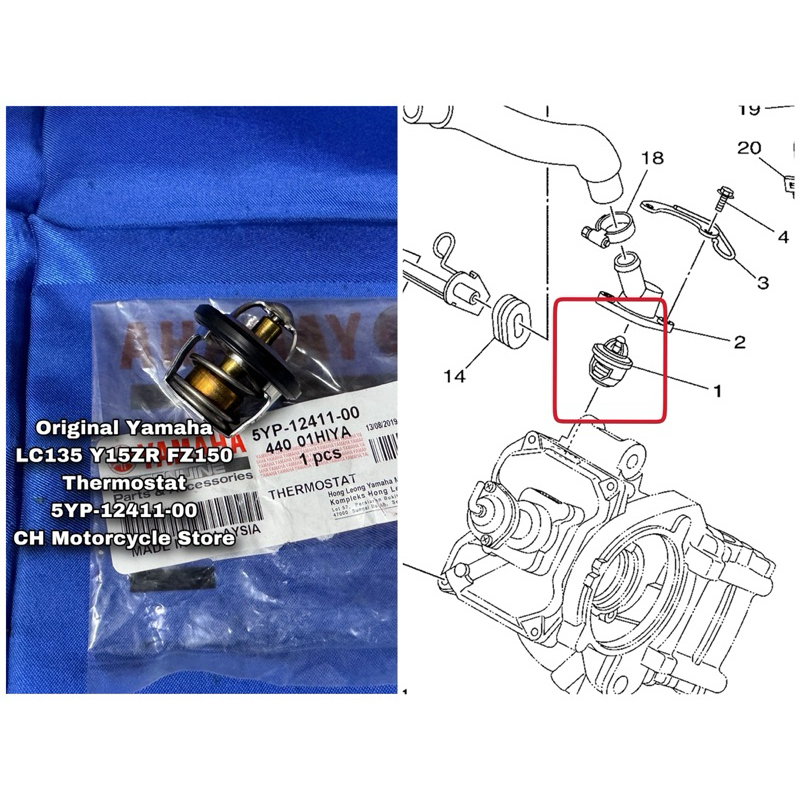Original Yamaha LC135 Y15ZR FZ150 Thermostat Temperature Sensor ...