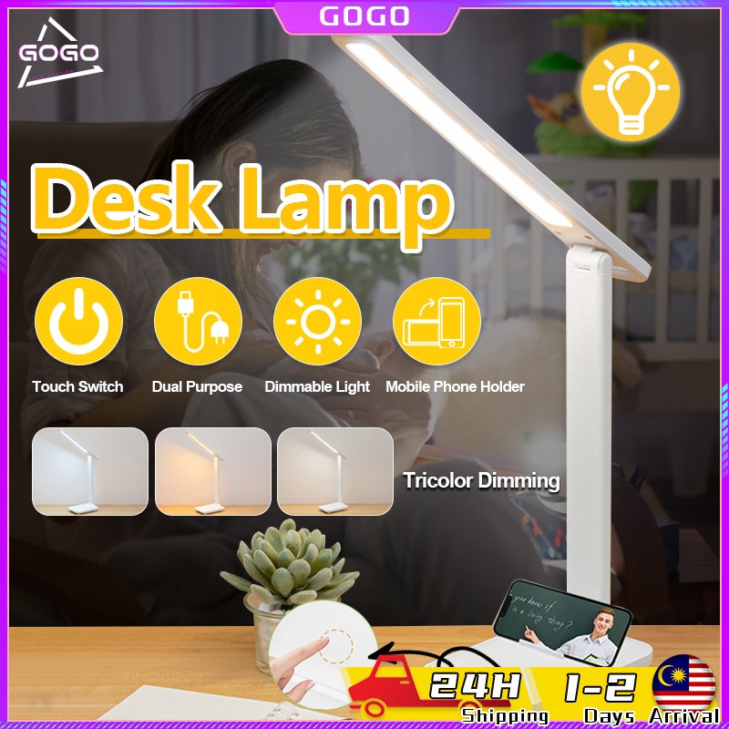 Study Lamp Foldable Rotatable Desk Lamp Touch Switch LED Table Lamp ...